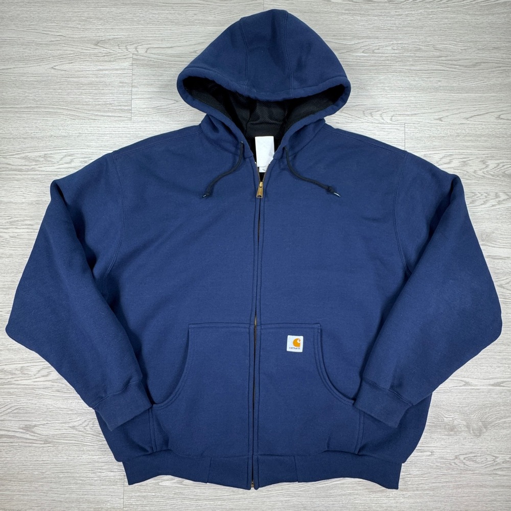 Carhartt Mens Hoodie J149 NVY Thermal Lined‎ Full Zip Navy Blue 2XL Regular